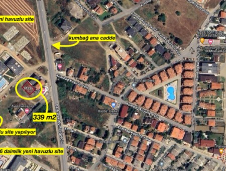 40 Mt Land For Sale On The Street Next To The Sites With Pools In Kumbağ